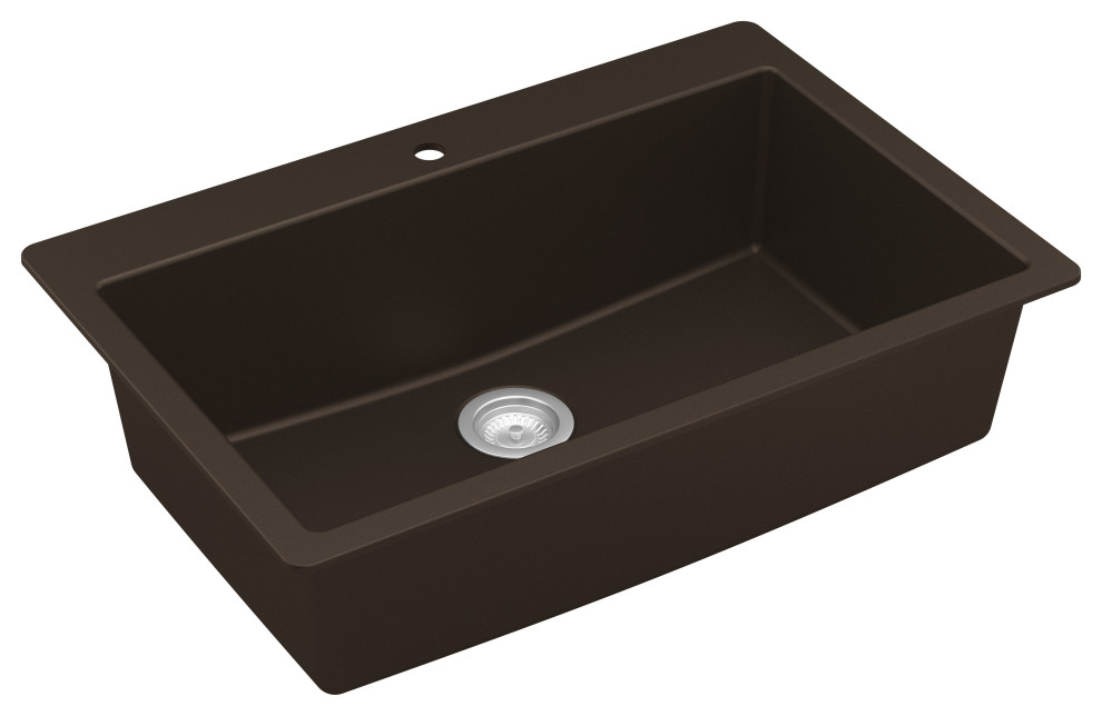 Karran QT812 Top Mount 33" Large Single Bowl Quartz Kitchen Sink