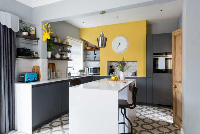 Dark Grey Handle-less Kitchen eclectic-kitchen