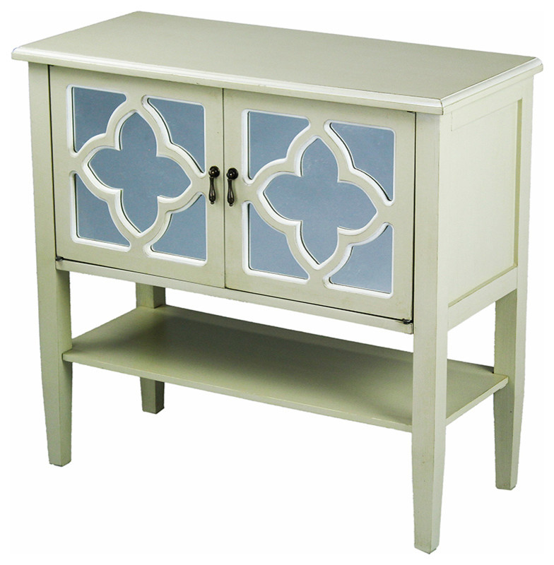 2Door Console Quatrefoil Mirror Inserts, ShelfMDF Wood