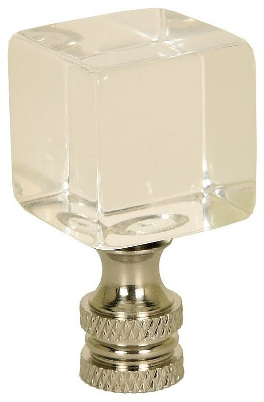 1" Cube Finial Polished Silver