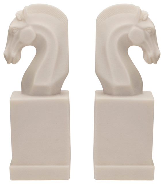 White Horse Head Bookends, Set of 2 Pieces