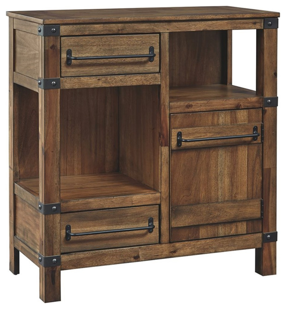 Ashley Furniture Roybeck Accent Cabinet in Light Brown and Bronze