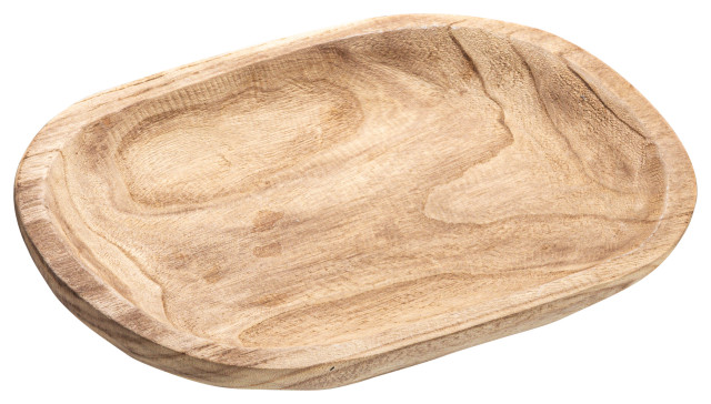 Hand-Carved Paulownia Wood Bowl, Natural