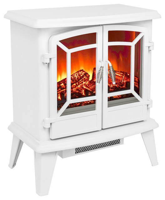 AKDY 20" Freestanding Portable Electric White Fireplace Heater 3D Flames - Beach Style - Freestanding Stoves - by AKDY Home Improvement This AKDY 20" portable electric fireplace brings a beautiful modern contemporary style to your home. Turn on the electric fireplace