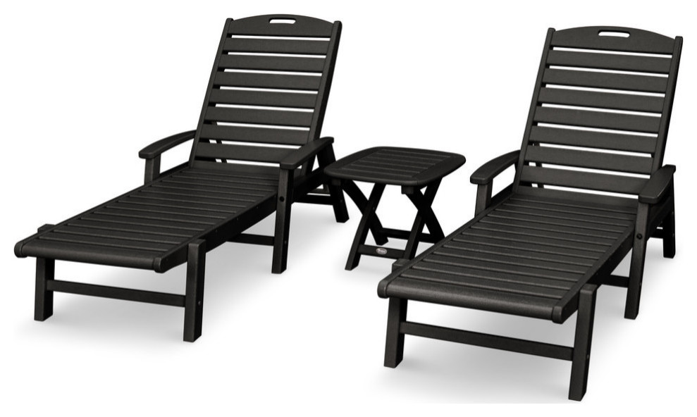 Trex Outdoor Furniture Yacht Club 3-Piece Chaise Set, Charcoal Black
