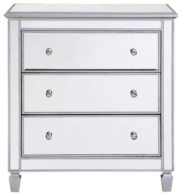 Chamberlan Clear Mirror 3 Drawer Bedside Cabinet Chamberlan Clear Mirror 3 Drawer Bedside Cabinet