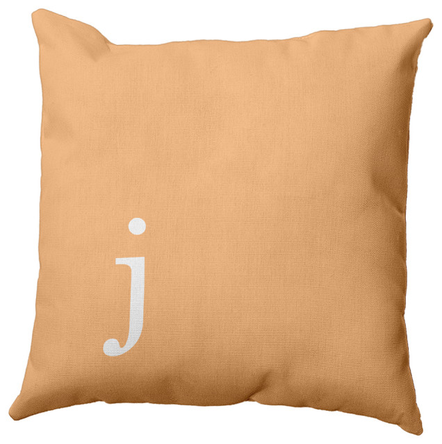 16"x16" Modern Monogram Decorative Throw Pillow, Pale Gold