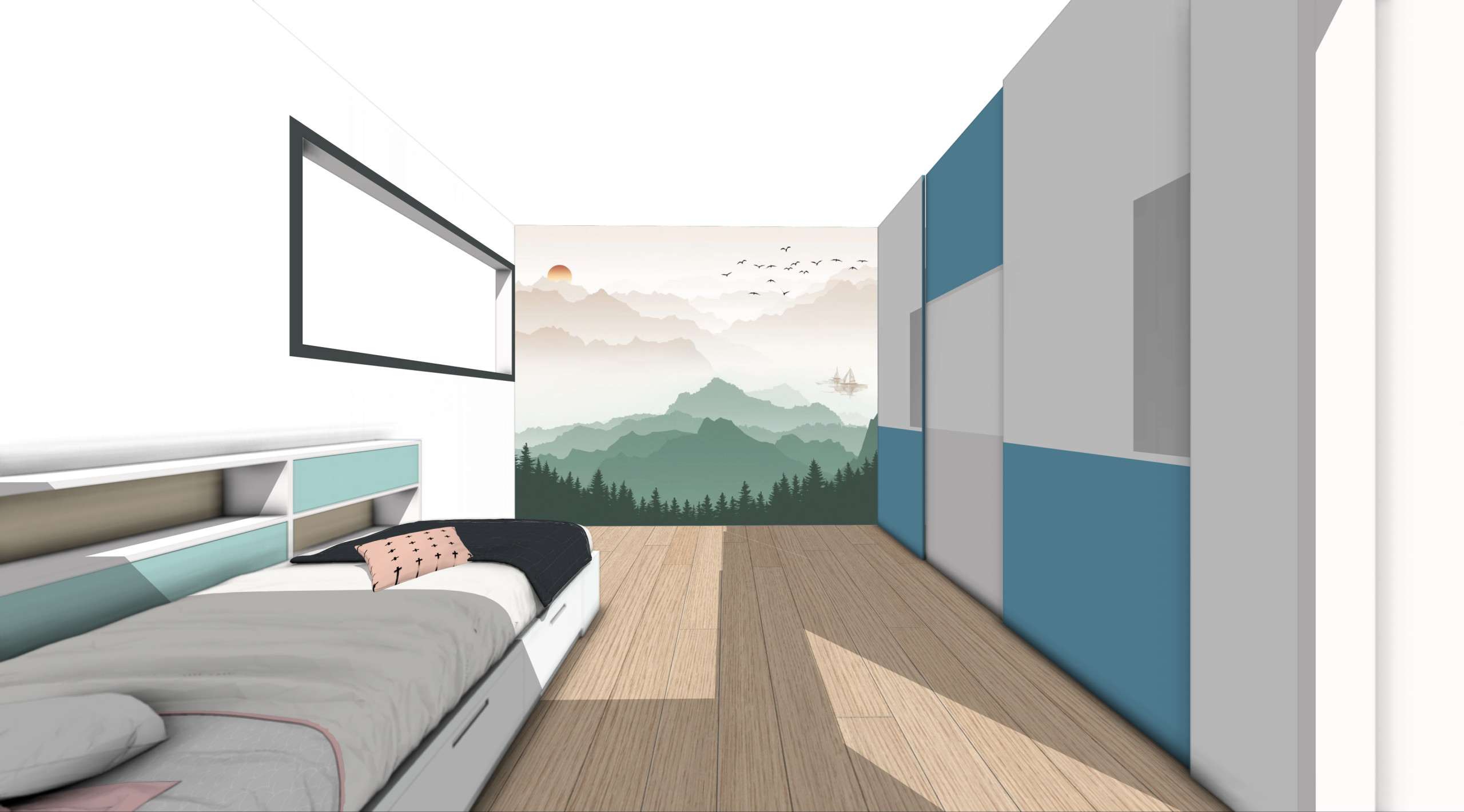 Projet tests papiers peints "La chambre d'Olivia"