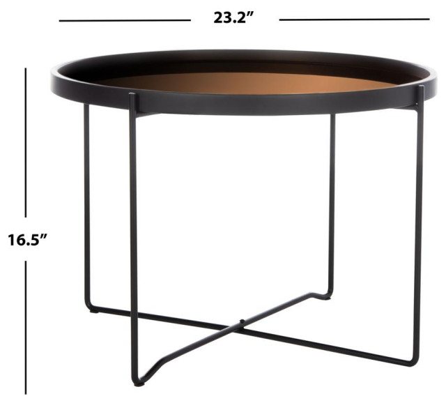 Ruby Table Top Ruby Medium Round Tray Top Accent Table, Black/Rose Gold - Transitional ...