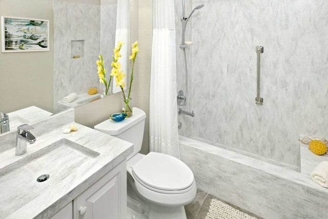 Corian Arrowroot Shower Contemporary Bathroom Sacramento