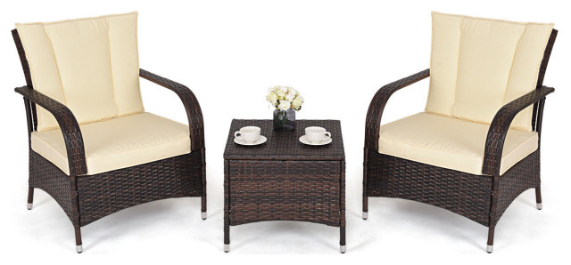 Costway 3pcs Outdoor Patio Rattan Wicker Furniture Set Seat Cushioned Beige Tropical Lounge Sets By Goplus Corp - Outdoor Patio Wicker Furniture Sets Costway 3pcs Outdoor Patio Rattan Wicker Furniture Set Seat Cushioned Beige Tropical Lounge Sets By Goplus Corp - Outdoor Patio Wicker Furniture Sets