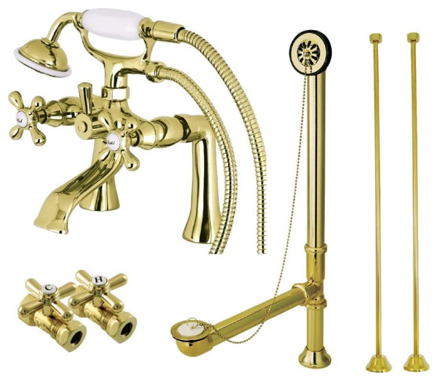 Vintage Bathtub Faucet Set, Clawfoot Design With Chain Drain