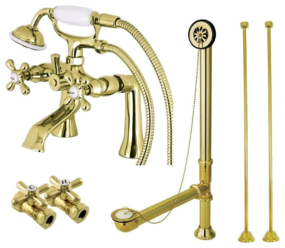 Vintage Bathtub Faucet Set, Clawfoot Design With Chain Drain - Traditional - Tub And Shower ...