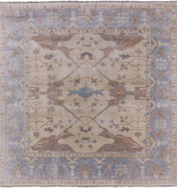 8 Square Traditional Oushak Hand Knotted Wool Area Rug Q1042