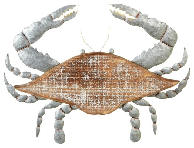 Colorful Crab Lobster Metal Outdoor Wall Art Coastal Seaside