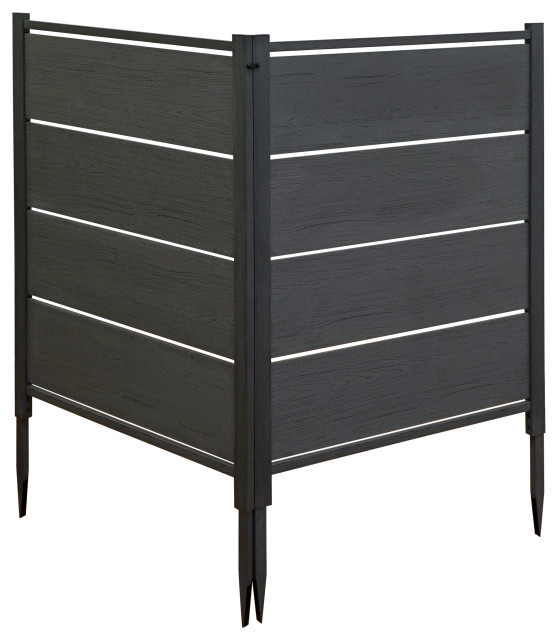 4'H x 3.3'W Bessemer WoodTek Vinyl Charcoal Privacy Screen Kit, 2 ...