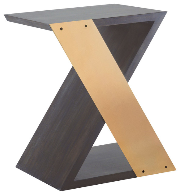 Dimond Home Bedford Solid Wood & Metal Side Table, Black & Gold