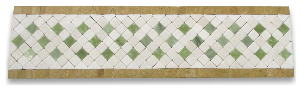 Marble Mosaic Border Listello Insert Tile Inca Antique 3.25x12 Tumbled, 1 piece