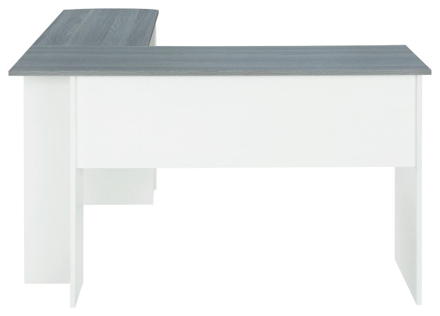 Techni Mobili Modern L-Shaped Desk With Side Shelves, Gray ...