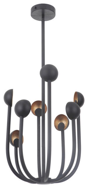 Craftmade 49228-MBKGL-LED 8 Light Chelier Foundry Matte Black/Gold Leaf