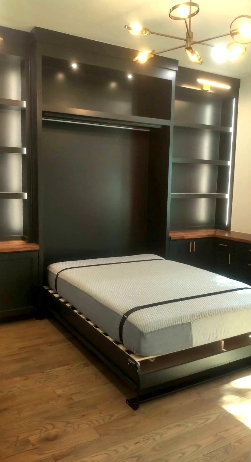 CUSTOM BUILT IN MURPHY BED / BOOKSHELF AND DESK