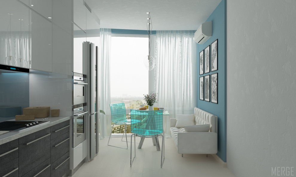 Минималистичная двухкомнатная квартира с видом на ЖД вокзал в Одессе 80м²