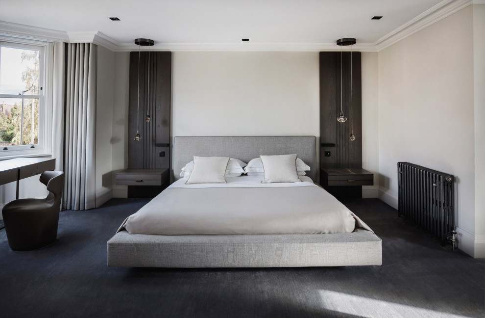 This is an example of a modern master bedroom in Cheshire.