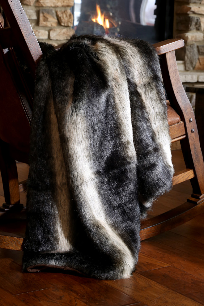 Faux Black Wolf Throw Southwestern Throws by Carstens Houzz