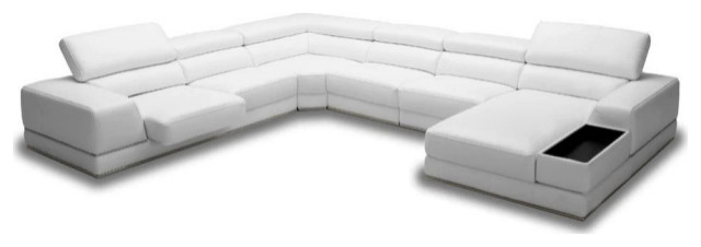 Mitzy Modern White Leather U Shaped Sectional Sofa - Contemporary ...