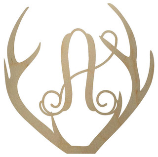 Wooden Deer Unfinished Antler Letter, 24" - Rustic - Wall Letters - by BCrafty Company