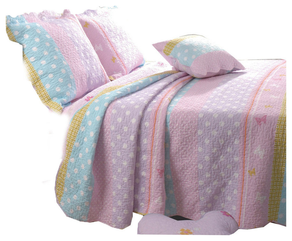 Greenland Polka Dot Stripe Collection Quilt Set, Twin