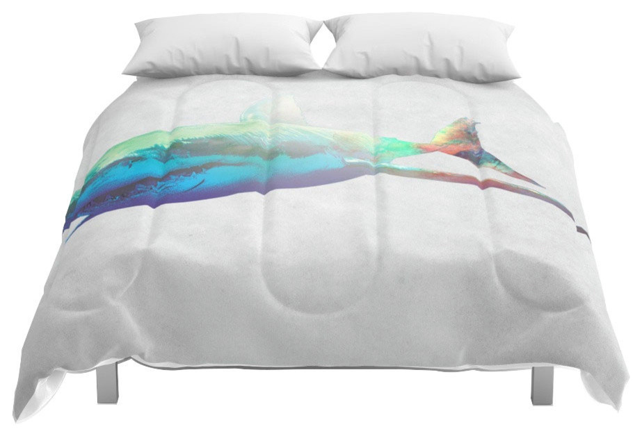 Society6 Rocket Shark Comforter Beach Style Comforters And