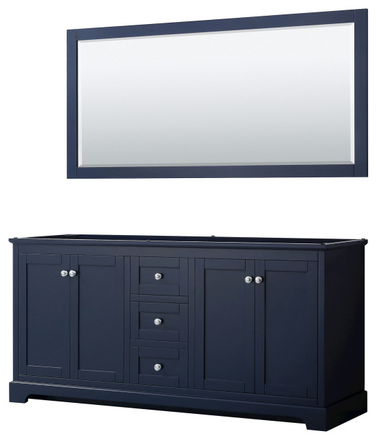 Avery 72" Double Bathroom Vanity No Countertop, No Sinks, 70" Mirror - Transitional - Bathroom ...