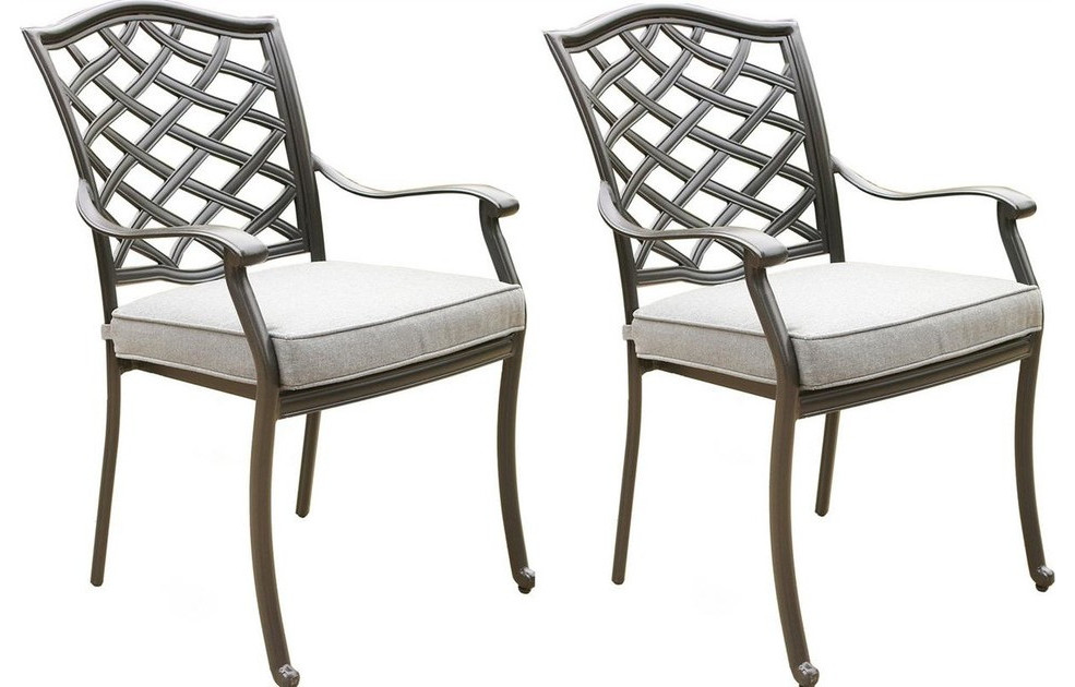 Fletcher Aluminum Dining Arm Chair With Cushion, Set of 2 Traditional