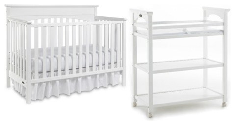 Lauren Classic Two Piece Convertible Crib Set in White