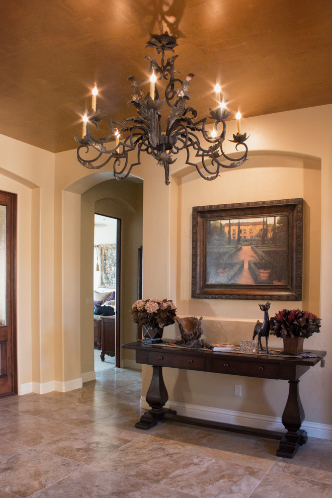 Hallway - rustic porcelain tile hallway idea
