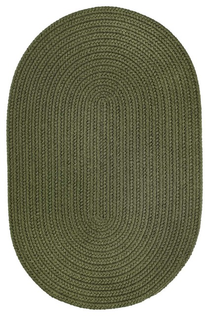 2'x3' Oval (Small 2x3) Rug, Dark Sage (Green) Solid Carpet Braided