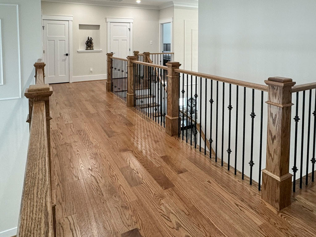 117_Distinct Oak Staircase with Iron Balusters & Oak Rail Profile, Chantilly VA