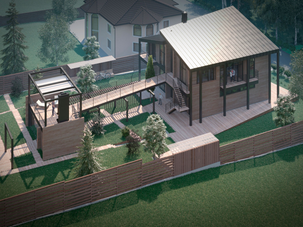 Загородный жилой дом 250 кв.м в стиле Шале.