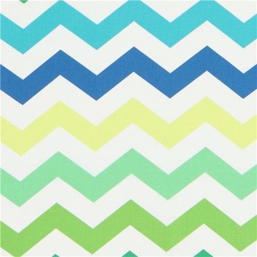 Blue Green Zig Zag Stripes Michael Miller Fabric By Blue Green Zig Zag Stripes Michael Miller Fabric