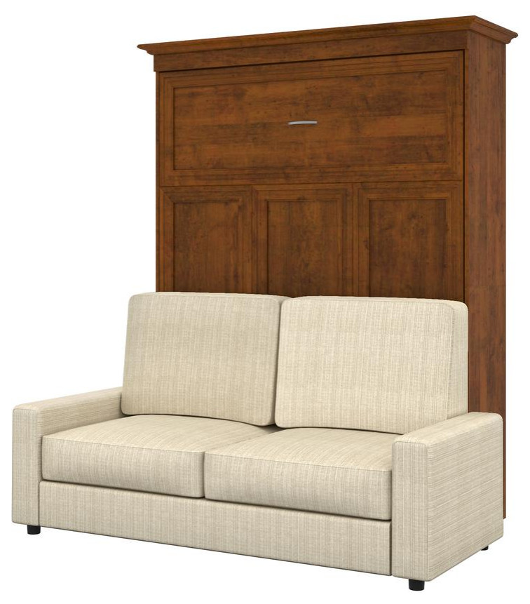 Versatile 2Piece Queen Wall Bed and Sofa Set Tuscany Brown & Tan Transitional Murphy Beds