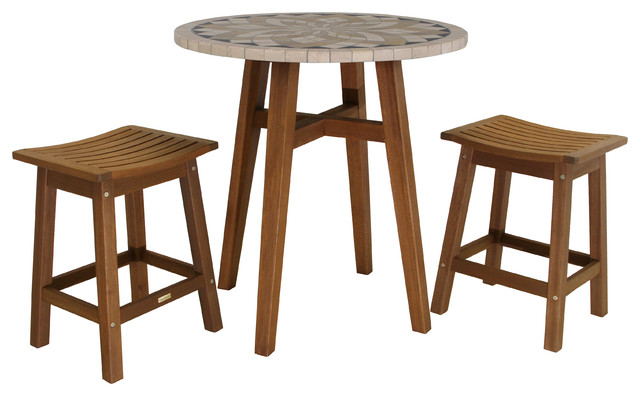 Marble Table With Saddle Stools Set, 36 Inch High Outdoor Bar Stools