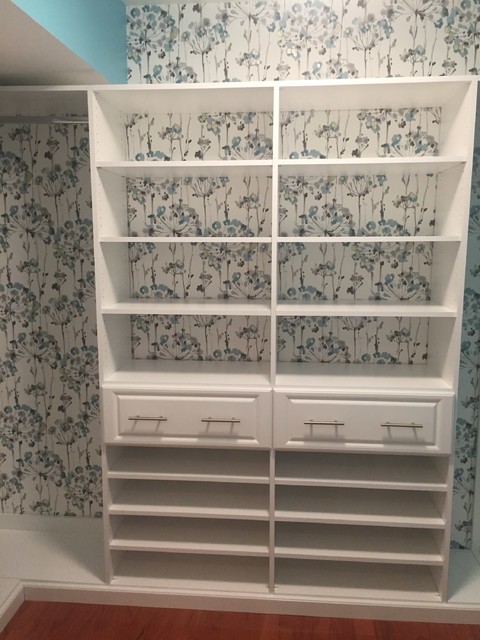 Wallpaper Accent Wall in Closet - Transitional - Closet - DC Metro - by