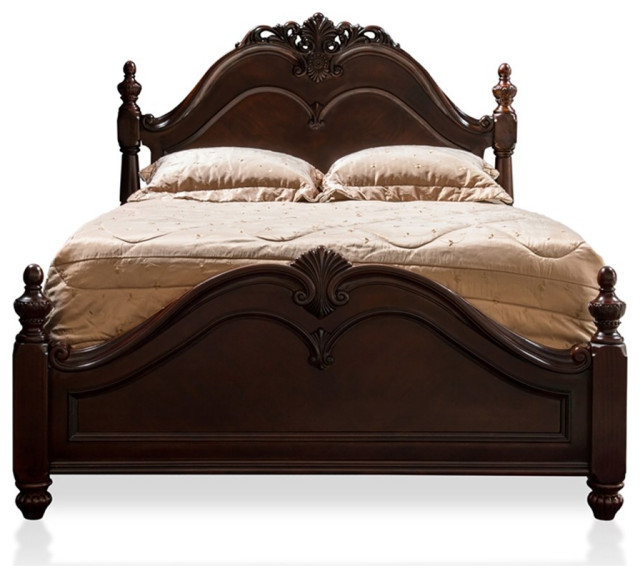 Furniture of America Ruben Traditional Wood California King Poster Bed in Cherry Victorian
