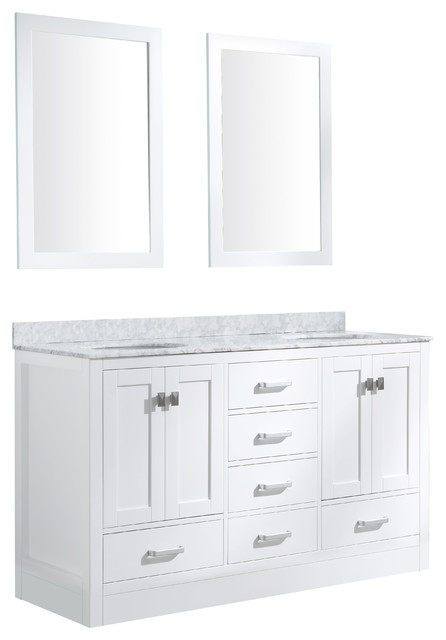 Anzzi 60 X 36 White Double Basin Skirted Vanity Set Double Basin Skirted Vanity Set