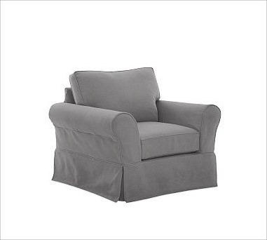 PB Comfort Slipcovered Grand Armchair, Box Cushion, Down-Blend Wrap Cushions, Ev