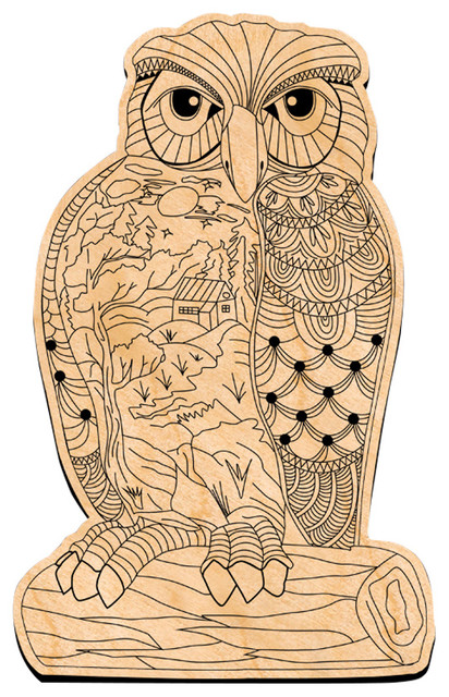 Owl Coloring Decor Diy Artsy Birch Wood Rustic Holiday Accents