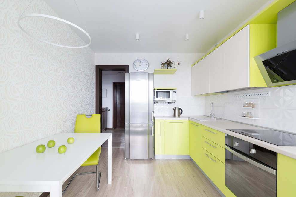 Кухня цвета зеленого яблока