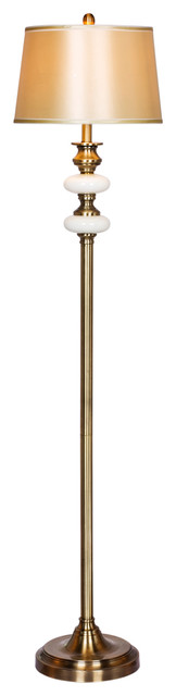 Fangio Lightings 1581 60in Antique Brass And White Glass Floor Lamp 60 Traditional Floor 