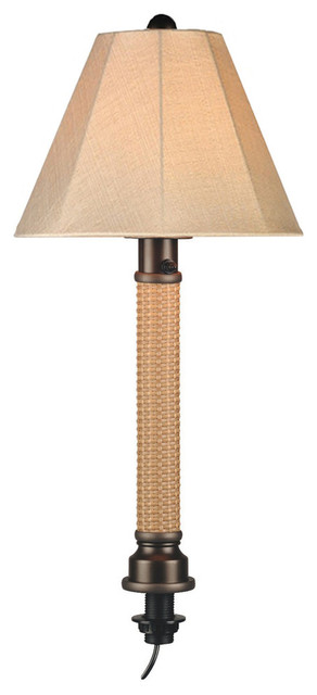Umbrella Table Lamp, Antique Beige Linen, Mocha Cream/Bronze